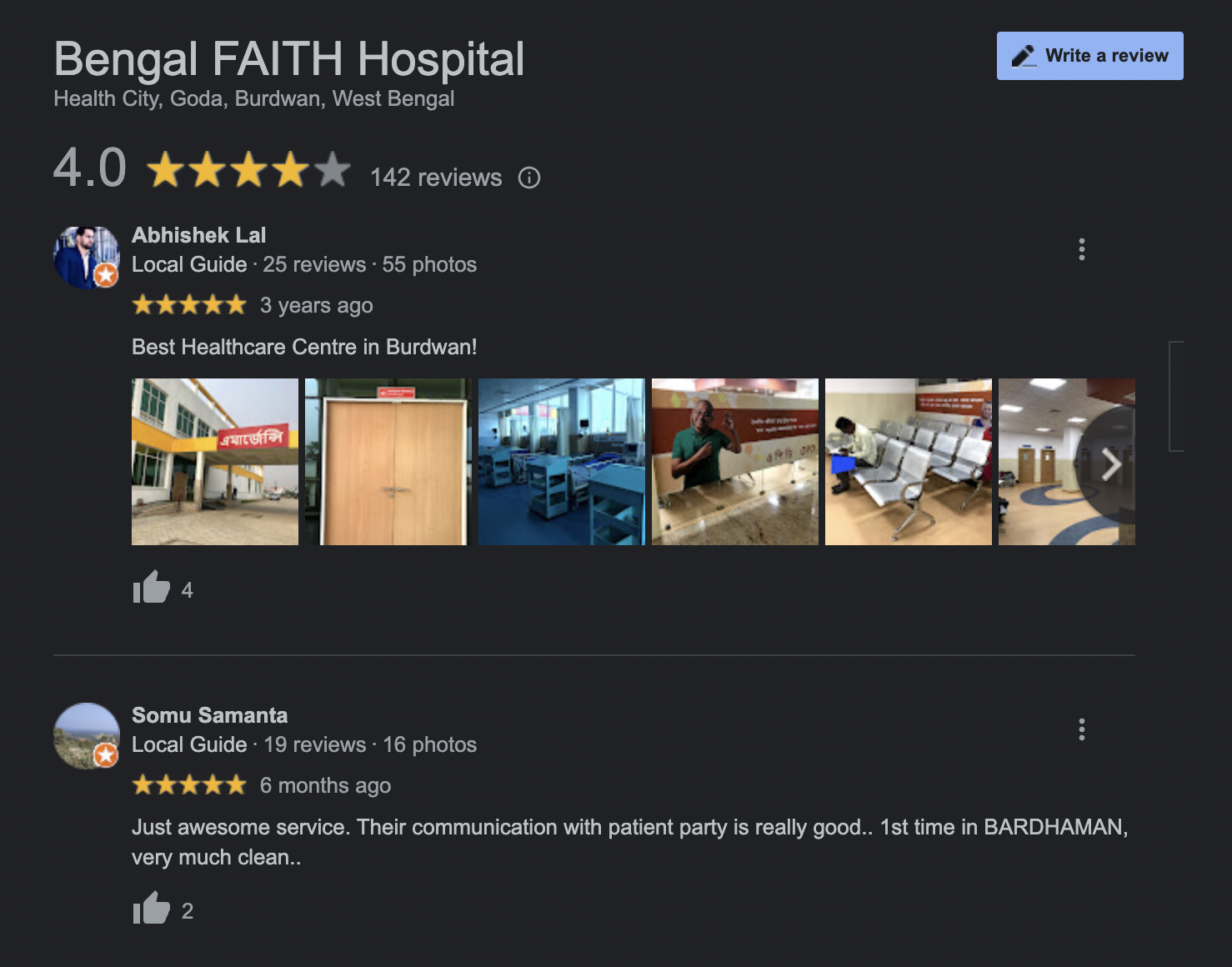 bengal faith hospital google reviews